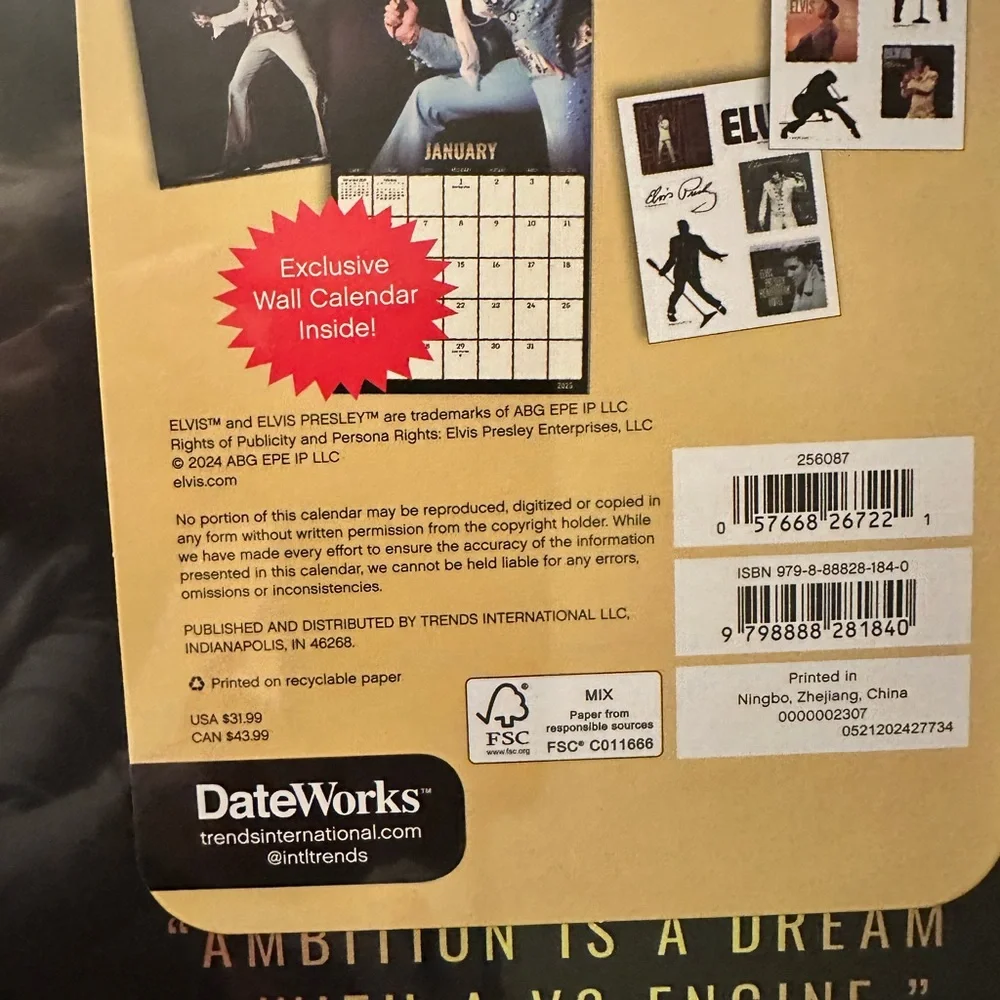 Elvis Presley 2025  Collector's Edition Calendar (NIP)